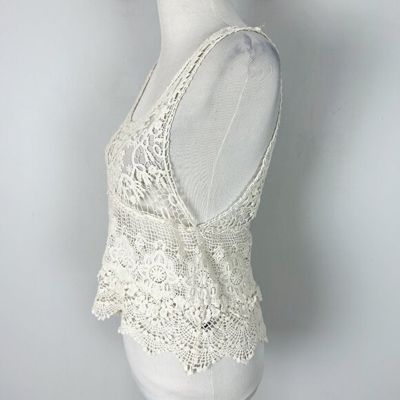 Vintage Y2K Ivory Crochet Tank Top Boho Hippie Festival Size S/M Women's - Picture 2 of 4